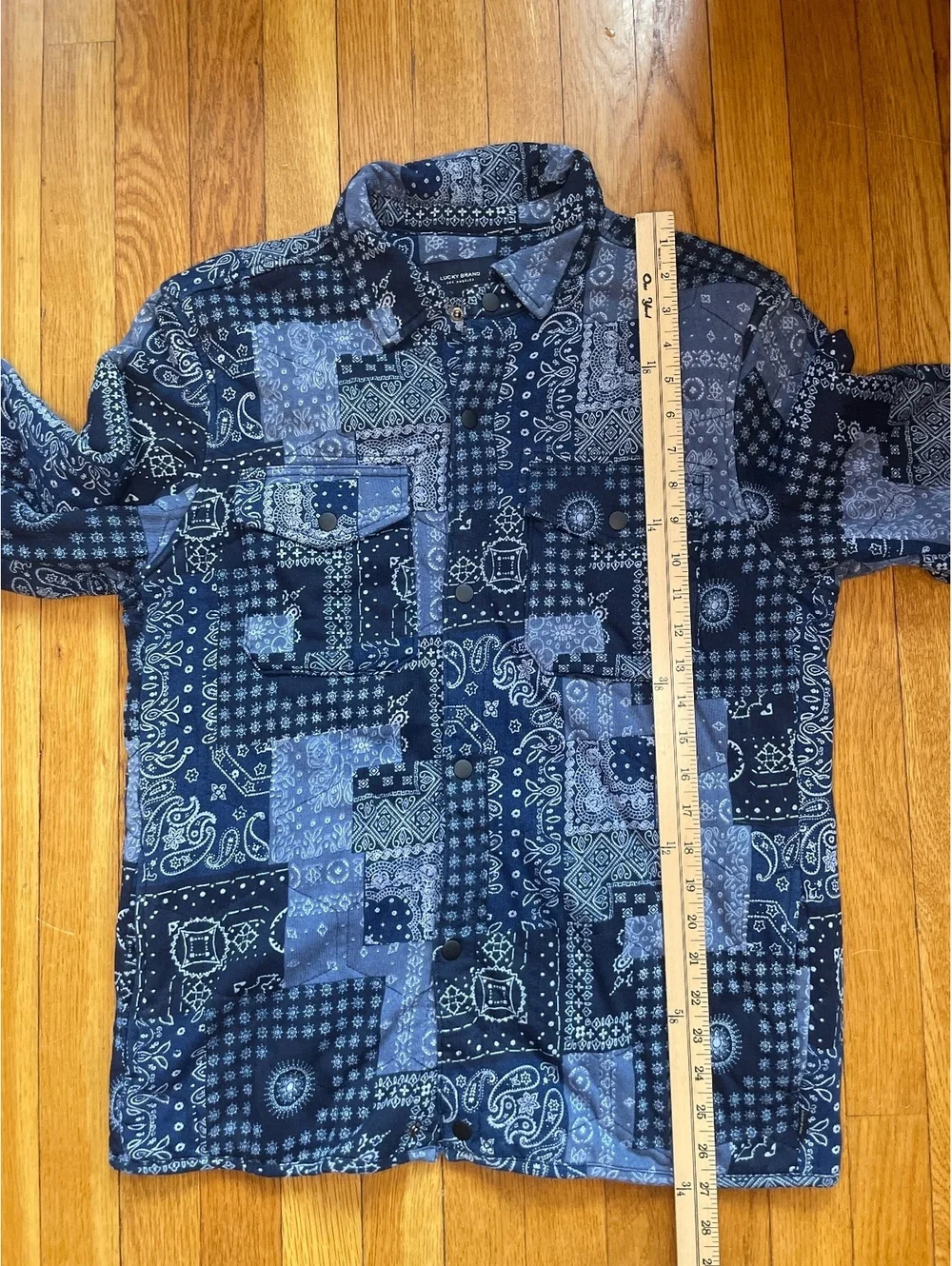 Lucky Brand Men’s Bandana Patchwork Shirt Jacket M Western Workwear Shacket